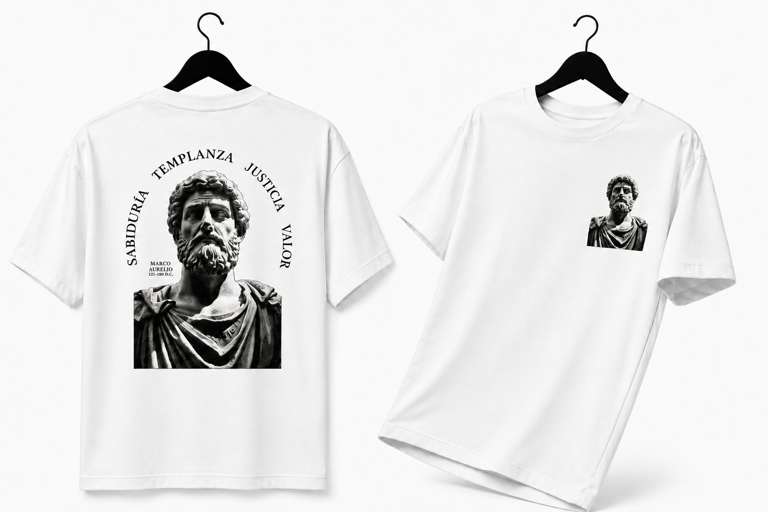 Polera Marco Aurelio — Templanza, Justicia, Valor y Sabiduría
