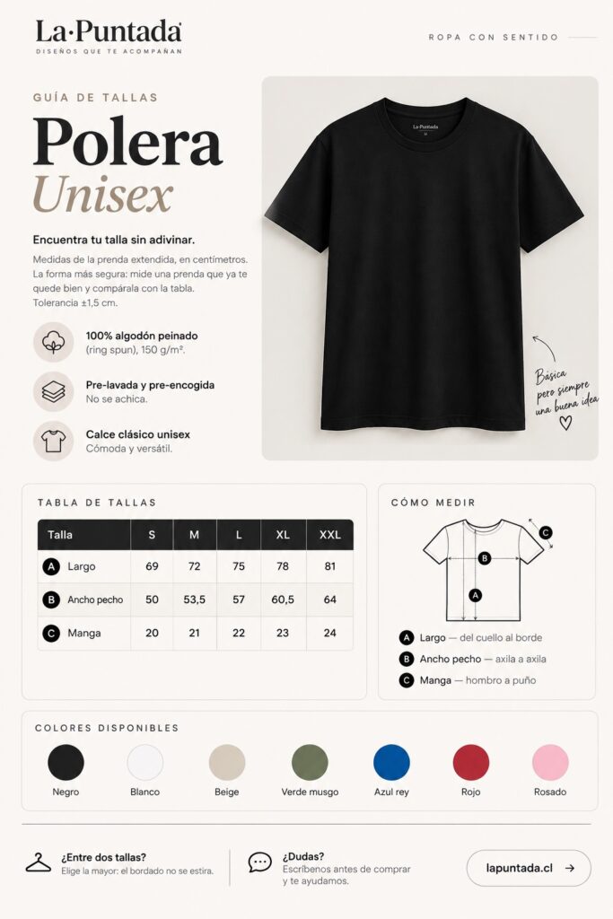 Guía de tallas — Polera personalizada
